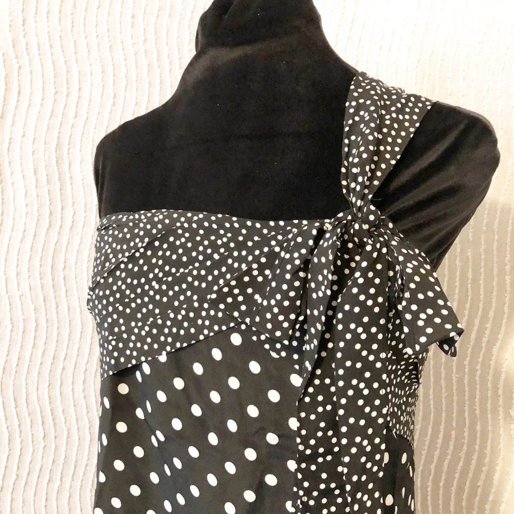 J Crew Polka Silk One Shoulder Bow Polka Dot Top 2 - Picture 5 of 8